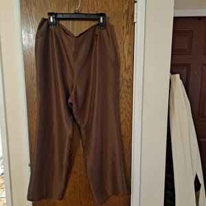Kate Hill 100% Silk High Waisted Chocolate Brown Trousers